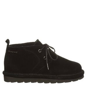 BEARPAW WOMENS SKYE LACE-UP FUR BOOT - BLACK